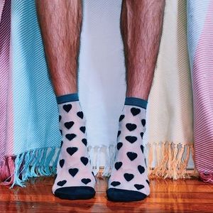 Well-Loved Love Stockings in White and Black Nylon